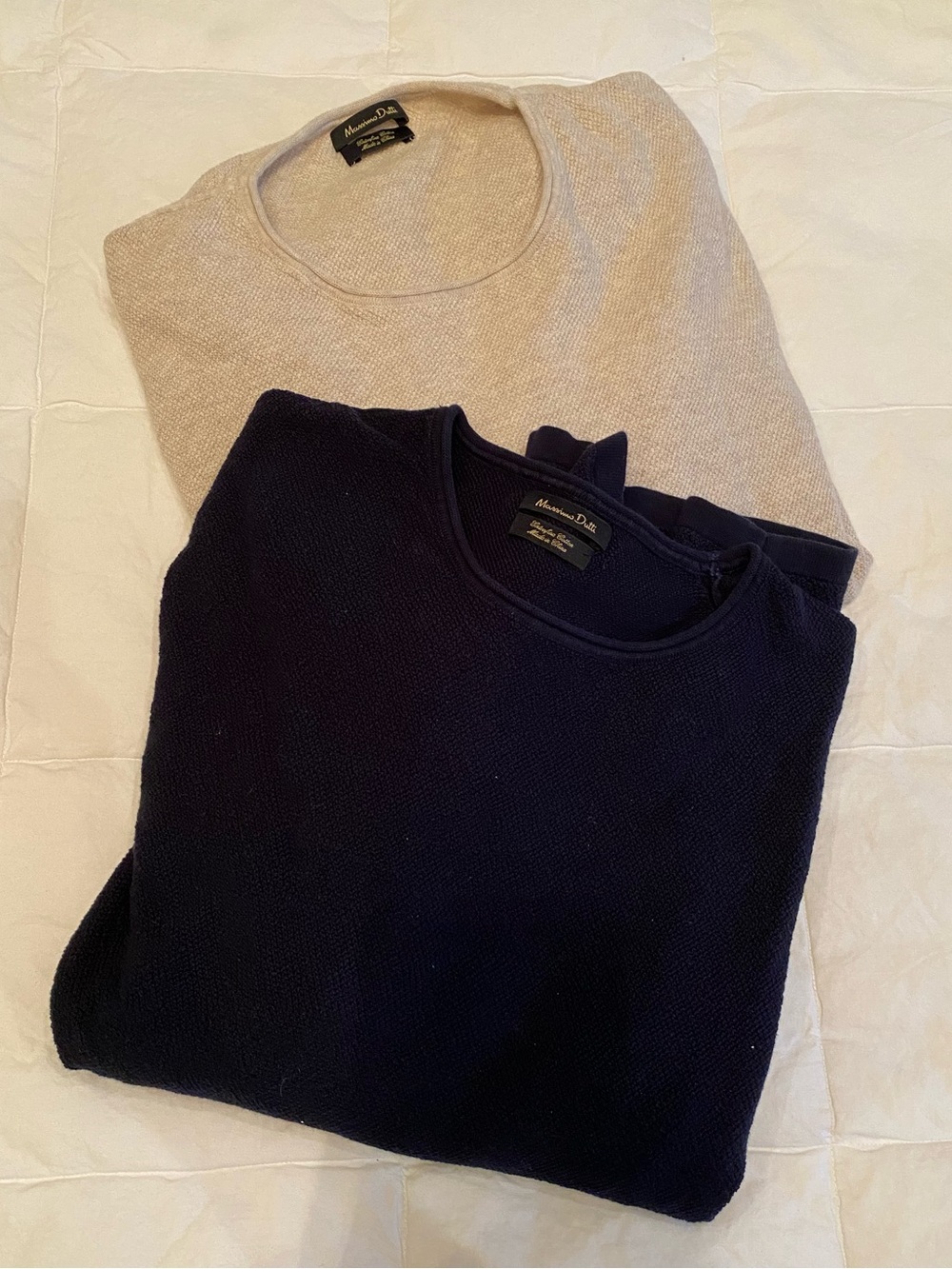 Massimo Dutti - Two Knit Crewneck Sweaters - Navy & Cream